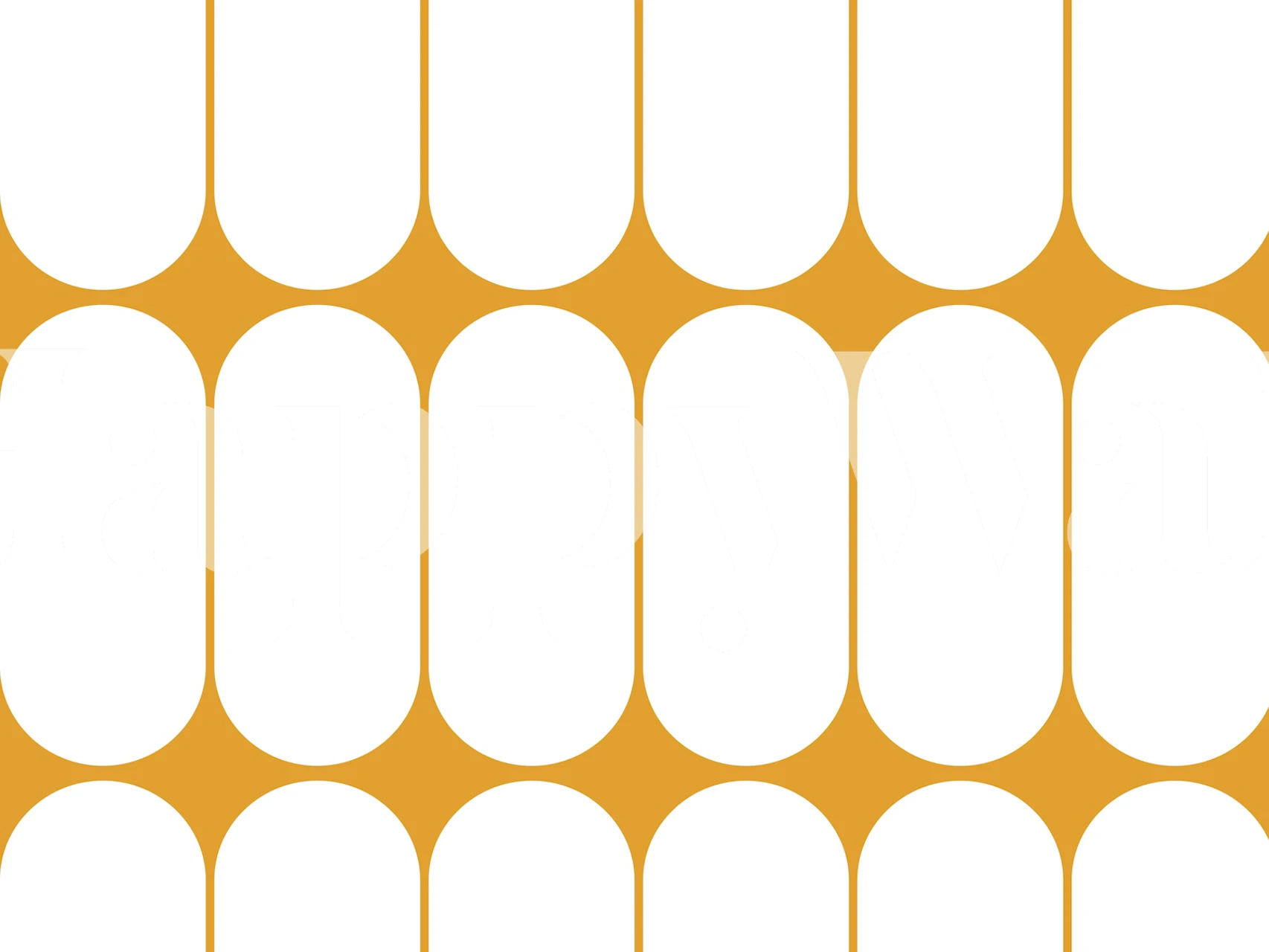 Gold geometric pattern with oval shapes on white wallpaper