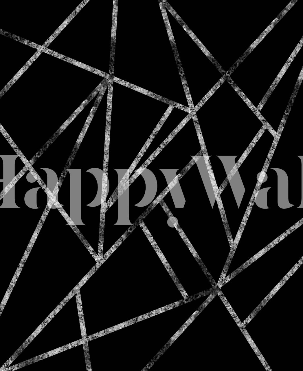 Geometric lines in silver on black background wallpaper