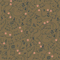 Sleeping cats khaki tapete