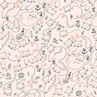 Sleeping cats pink ταπετσαρία