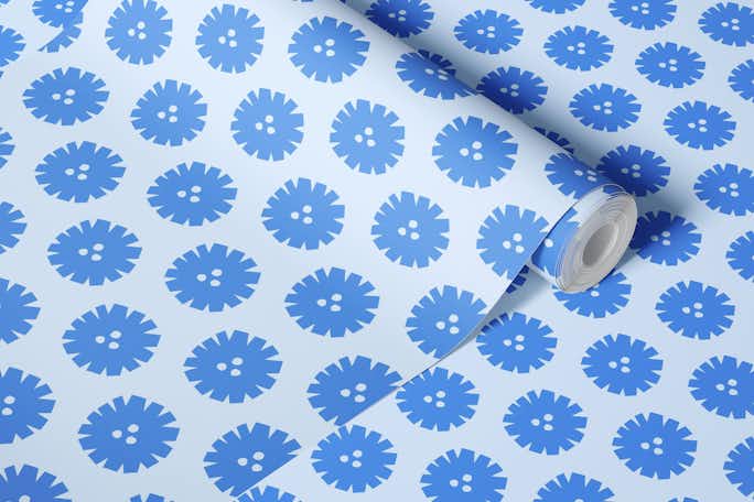 Circle Flowers Bluewallpaper roll