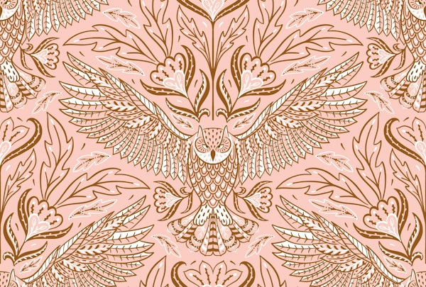 owl rosé bronze - bright academia damask