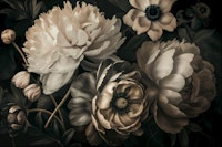 Dark Baroque Floral Symphony Ivory Brown tapete