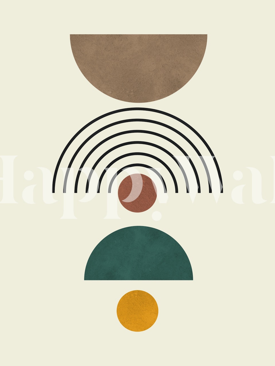 Minimalistyczna geometryczna fototapeta z liniami i okręgami w ziemistych barwach