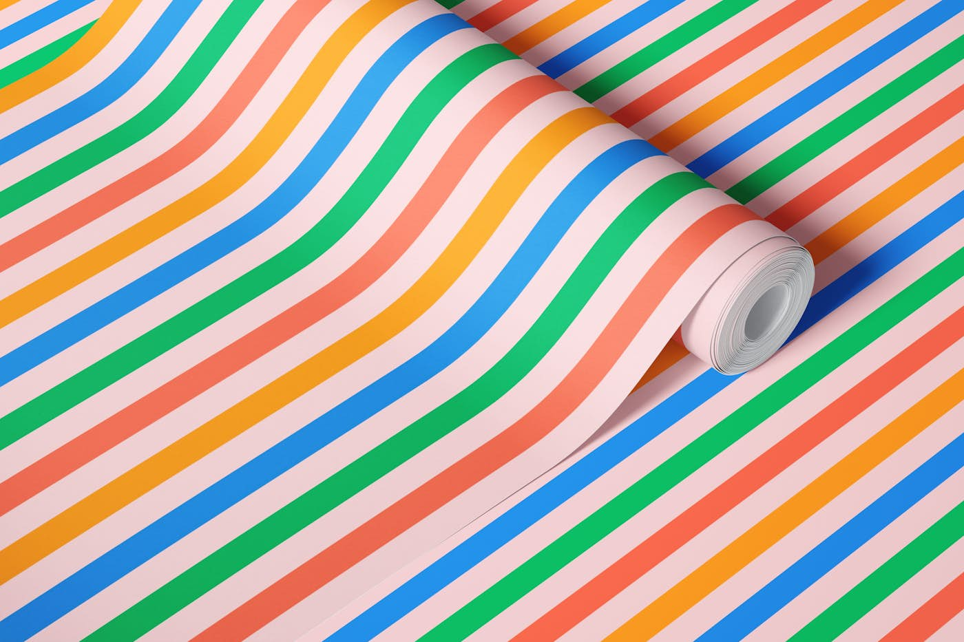 Colorful vertical stripes wallpaper roll