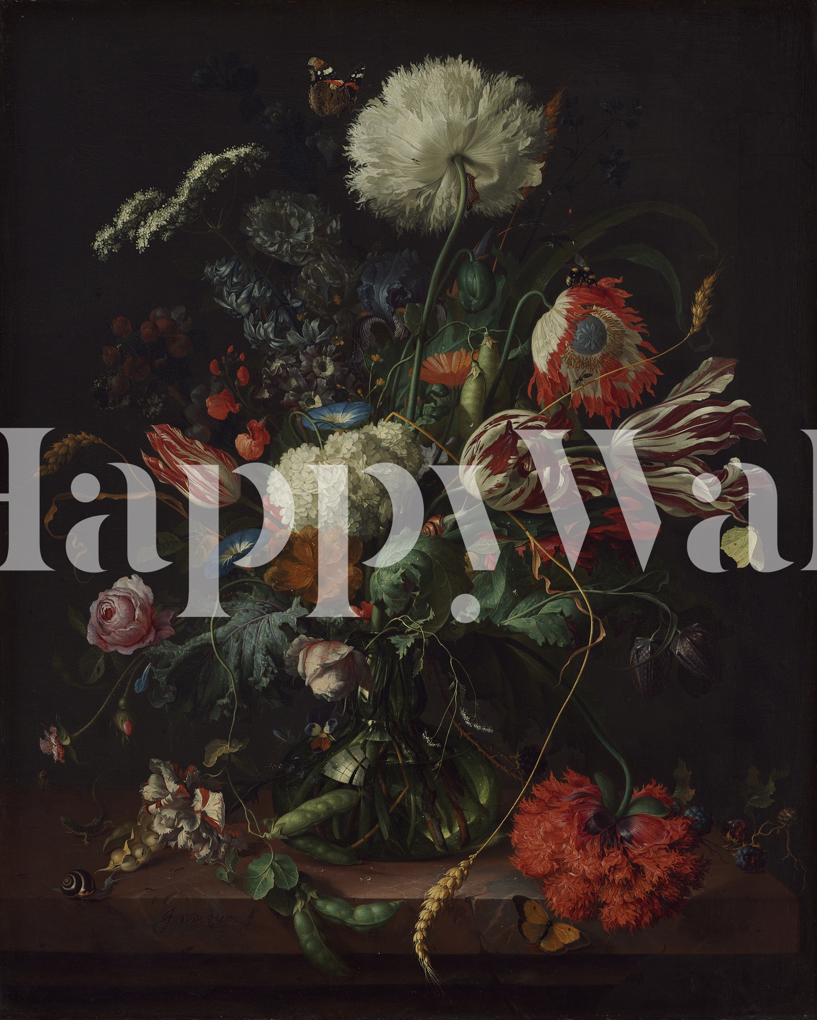Flowers in Vase Wallpaper | Happywall