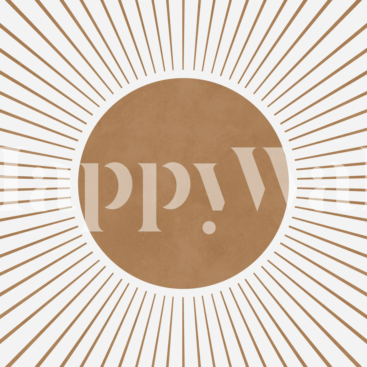 Brown sunburst pattern on white background wallpaper