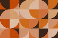 Orange Peach Brown Mid Century Geometry carta da parati