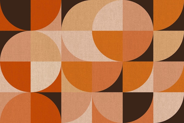 Orange Peach Brown Mid Century Geometry