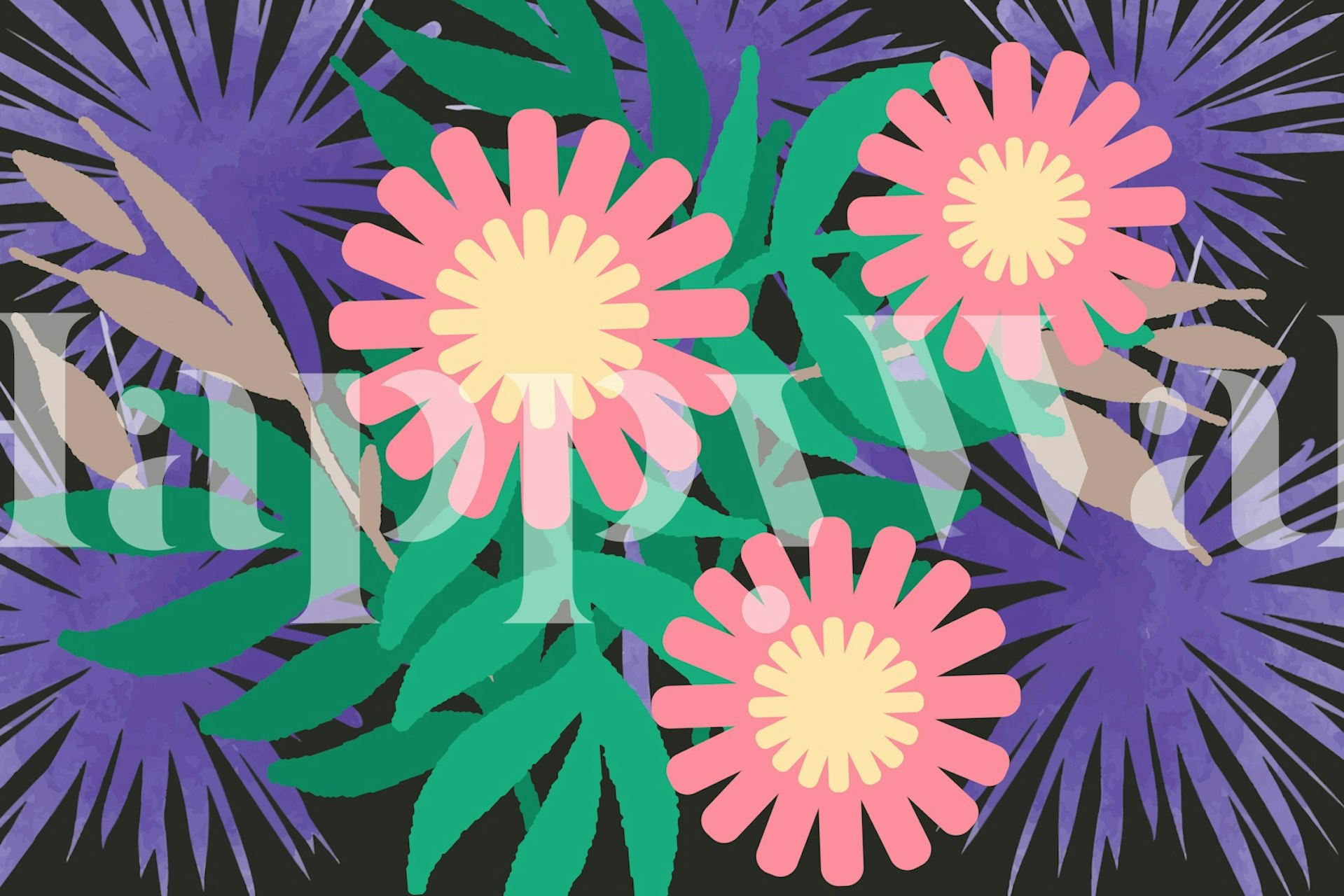 Groovy Floral wallpaper in a room setting