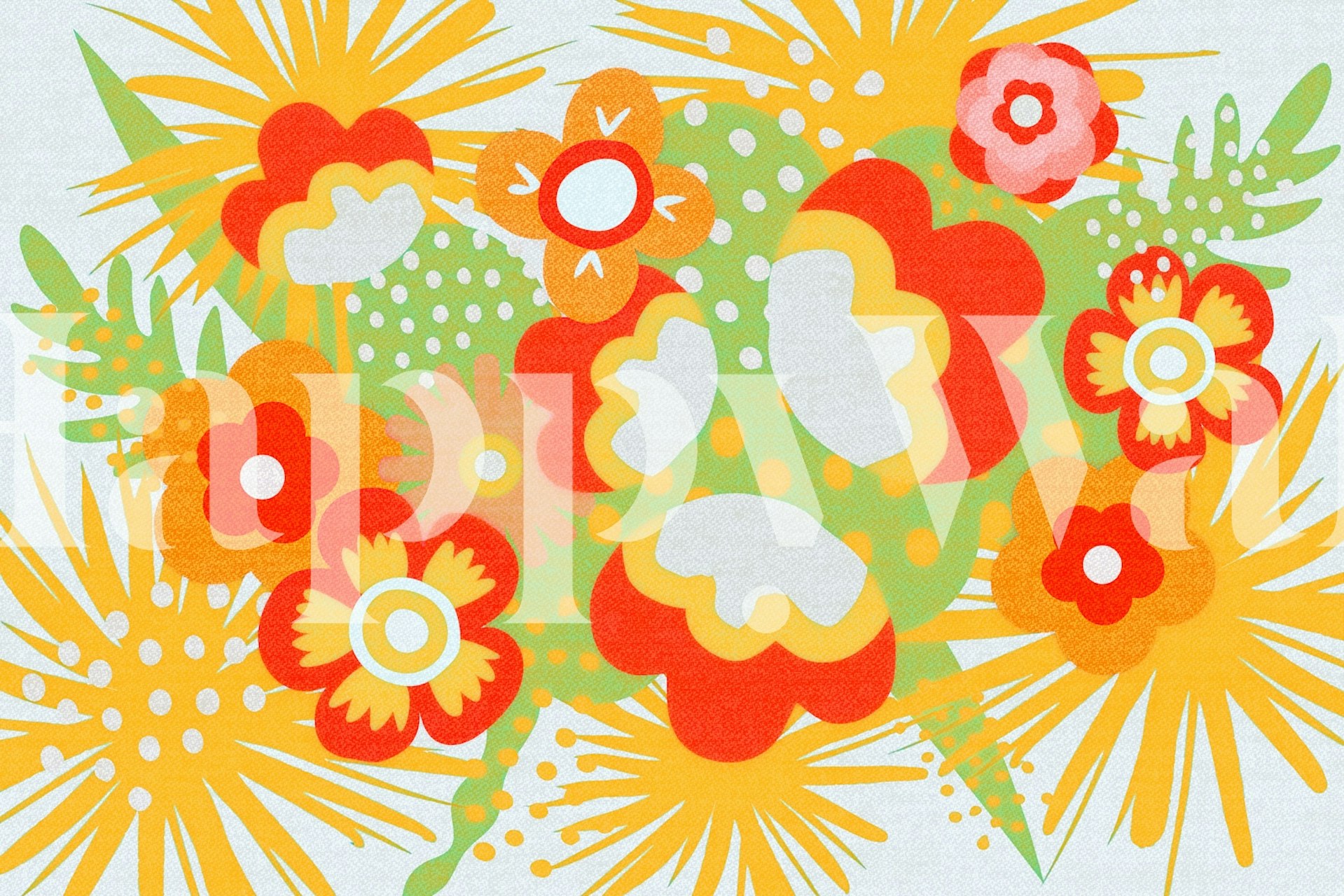 Groovy Floral tapet i en rumindstilling