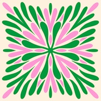 Modern Symmetry Petals - Green and Pink papiers peint