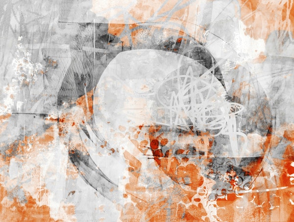 Modern Contemporary Art Orange Grey