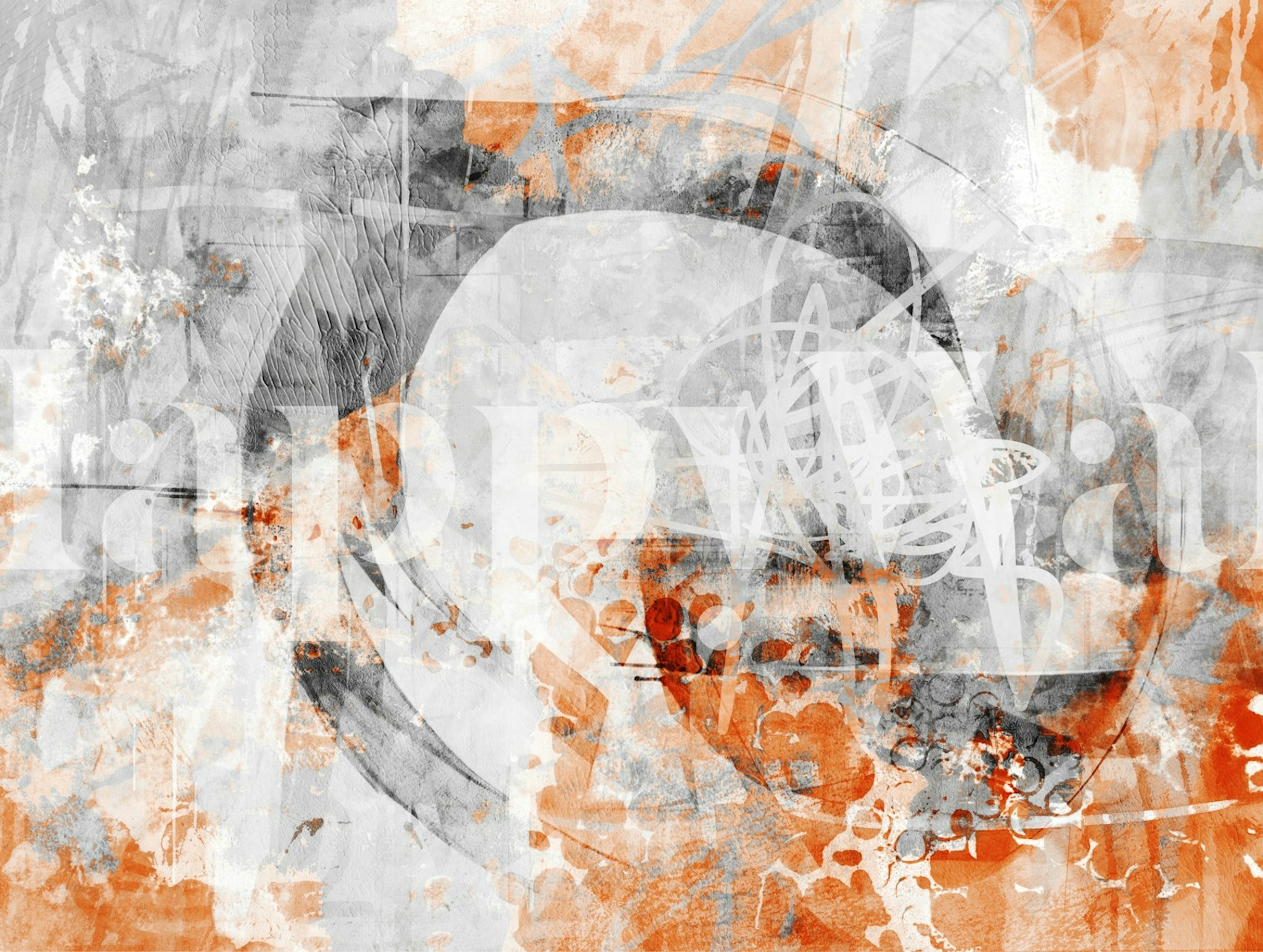 Modern Contemporary Art Tapete in Orange und Grau