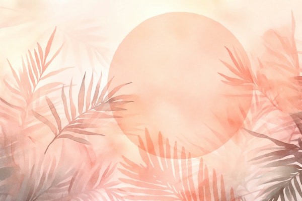 Calm Oasis Palm Leaves Sunset