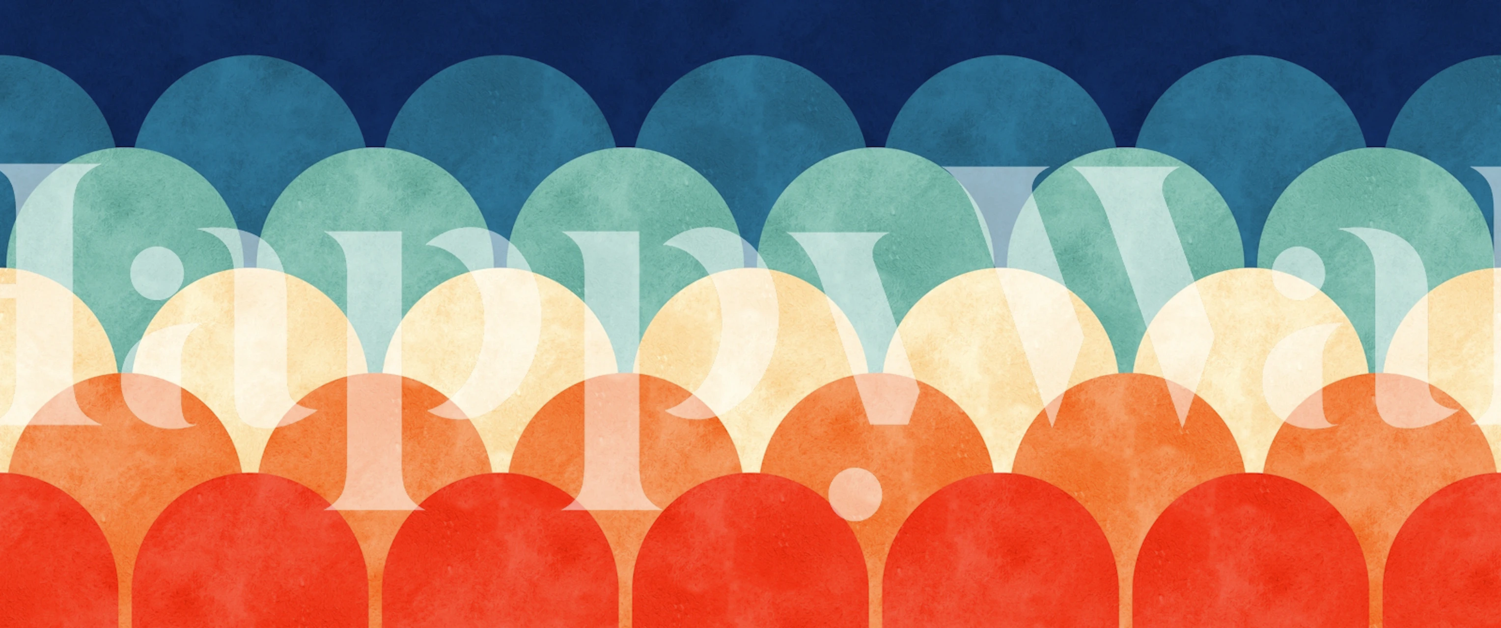 Colorful geometric circles in blue, green, orange and cream wallpaper