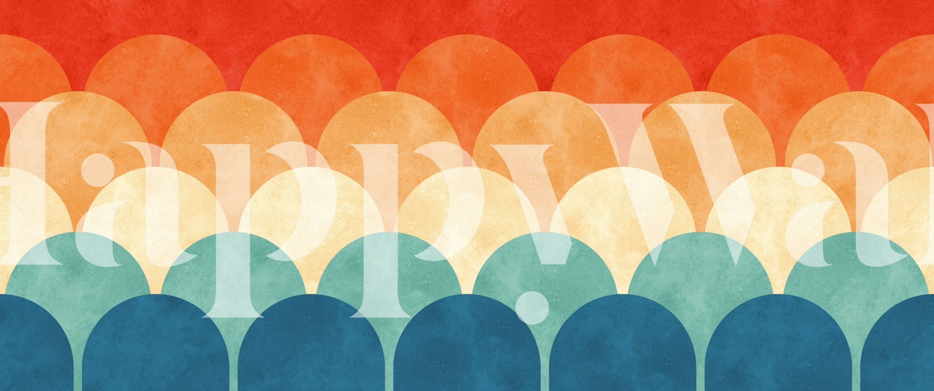 Abstrakcyjna fototapeta geometryczna w linie i koła w odcieniach czerwieni, pomarańczy i błękitu