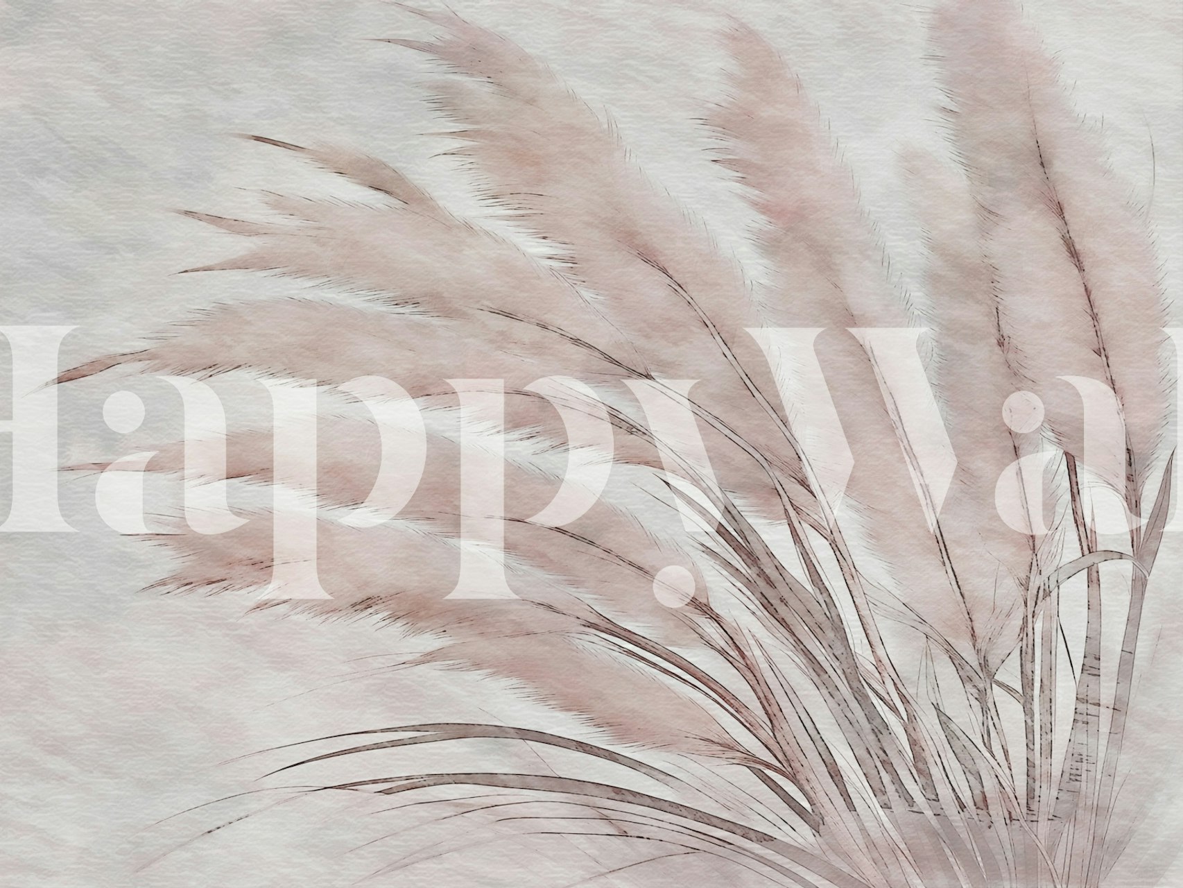 Zen Style Pampas Grass wallpaper in een kamer