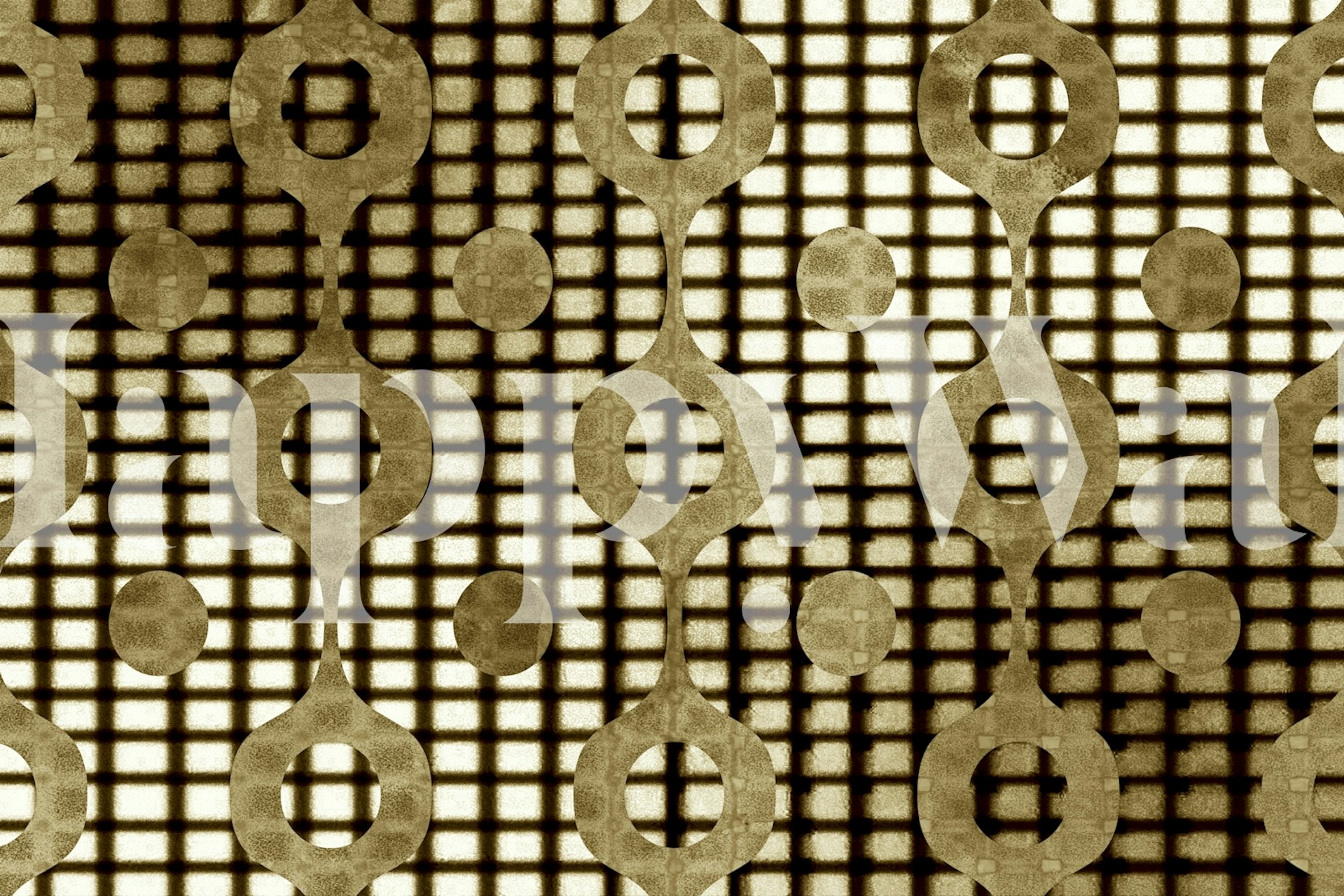 Cosmic Retro Geometry Gold wallpaper in a room