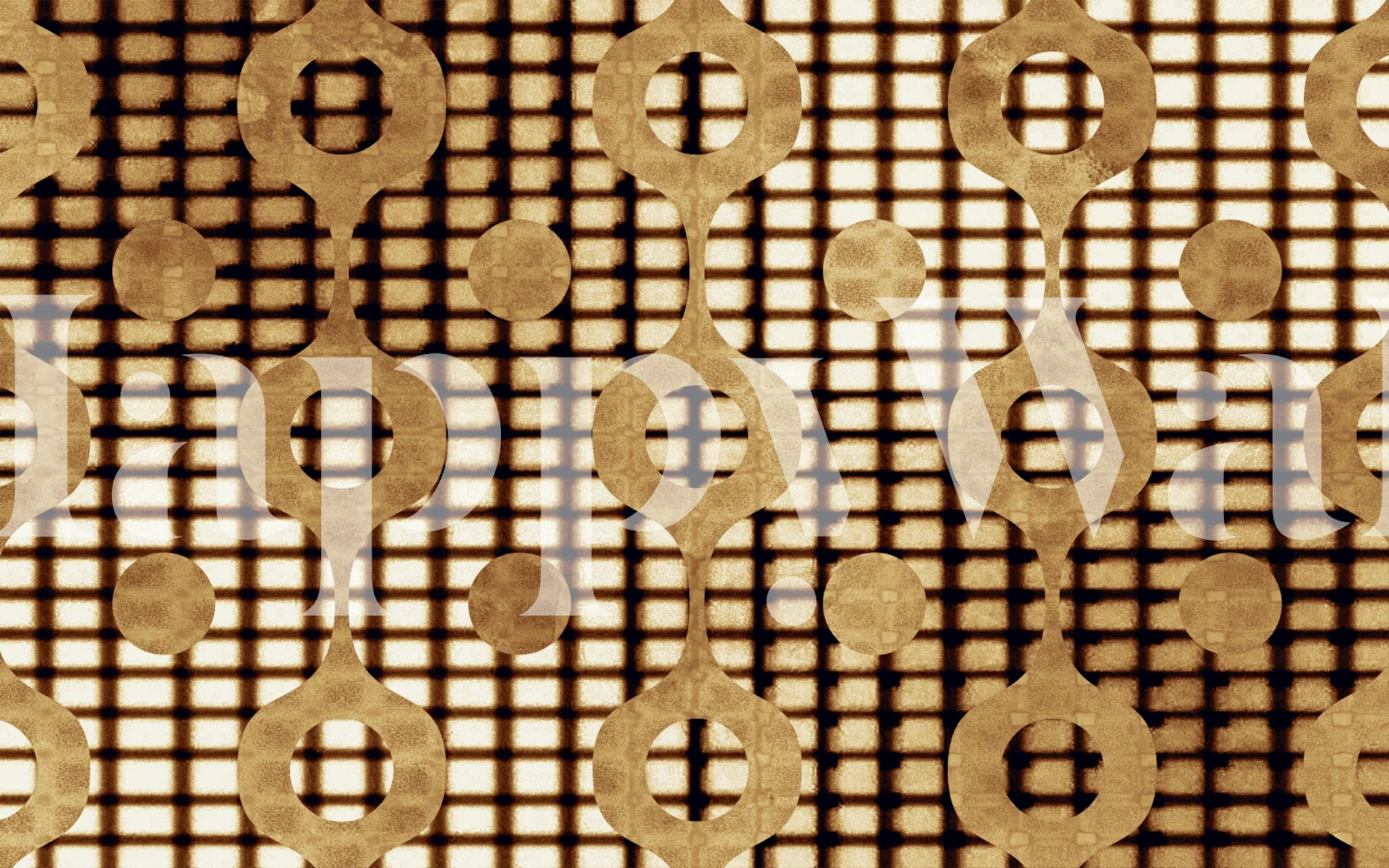 Cosmic Retro Geometry Gold wallpaper in a room