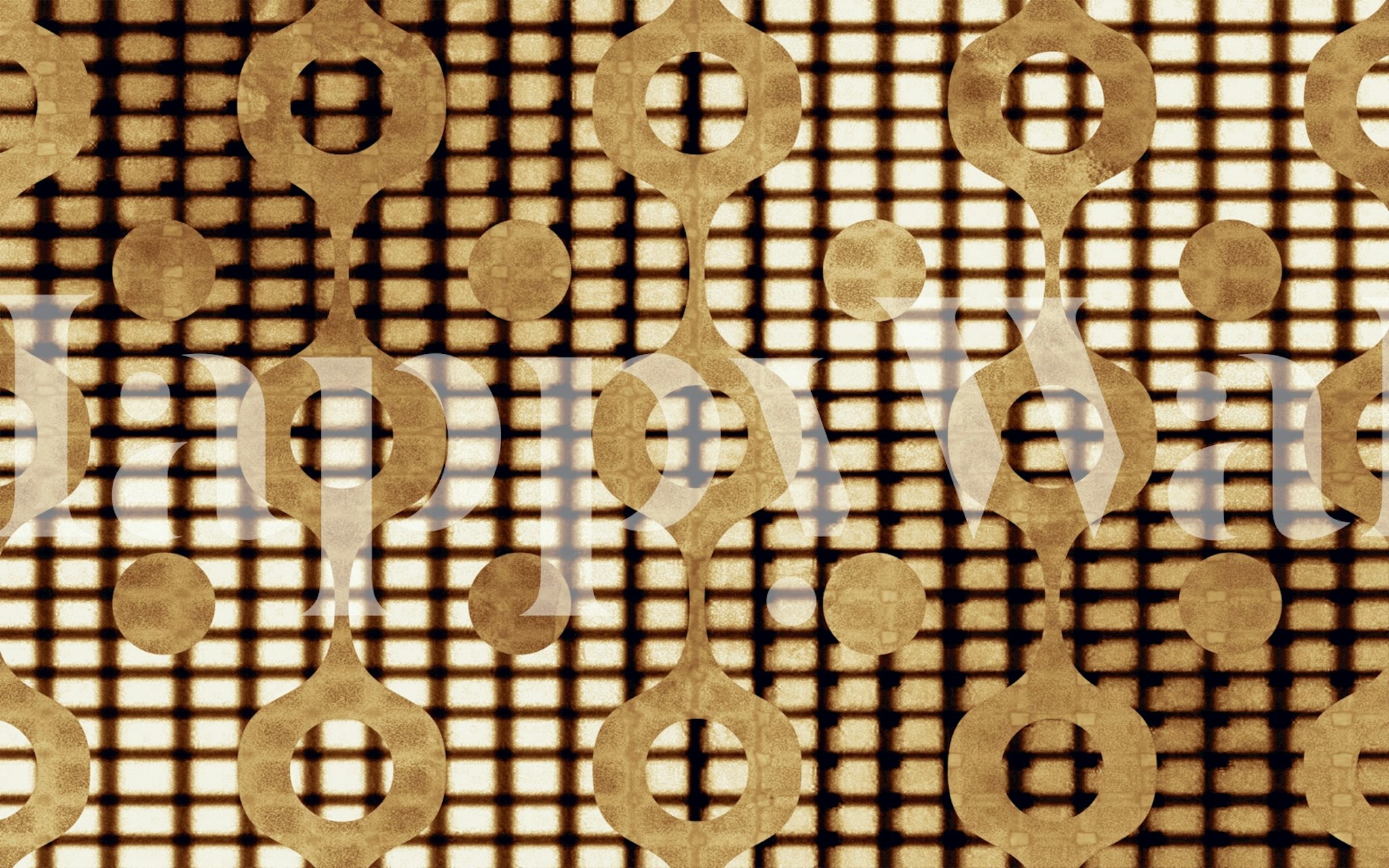 Cosmic Retro Geometry Gold wallpaper in a room