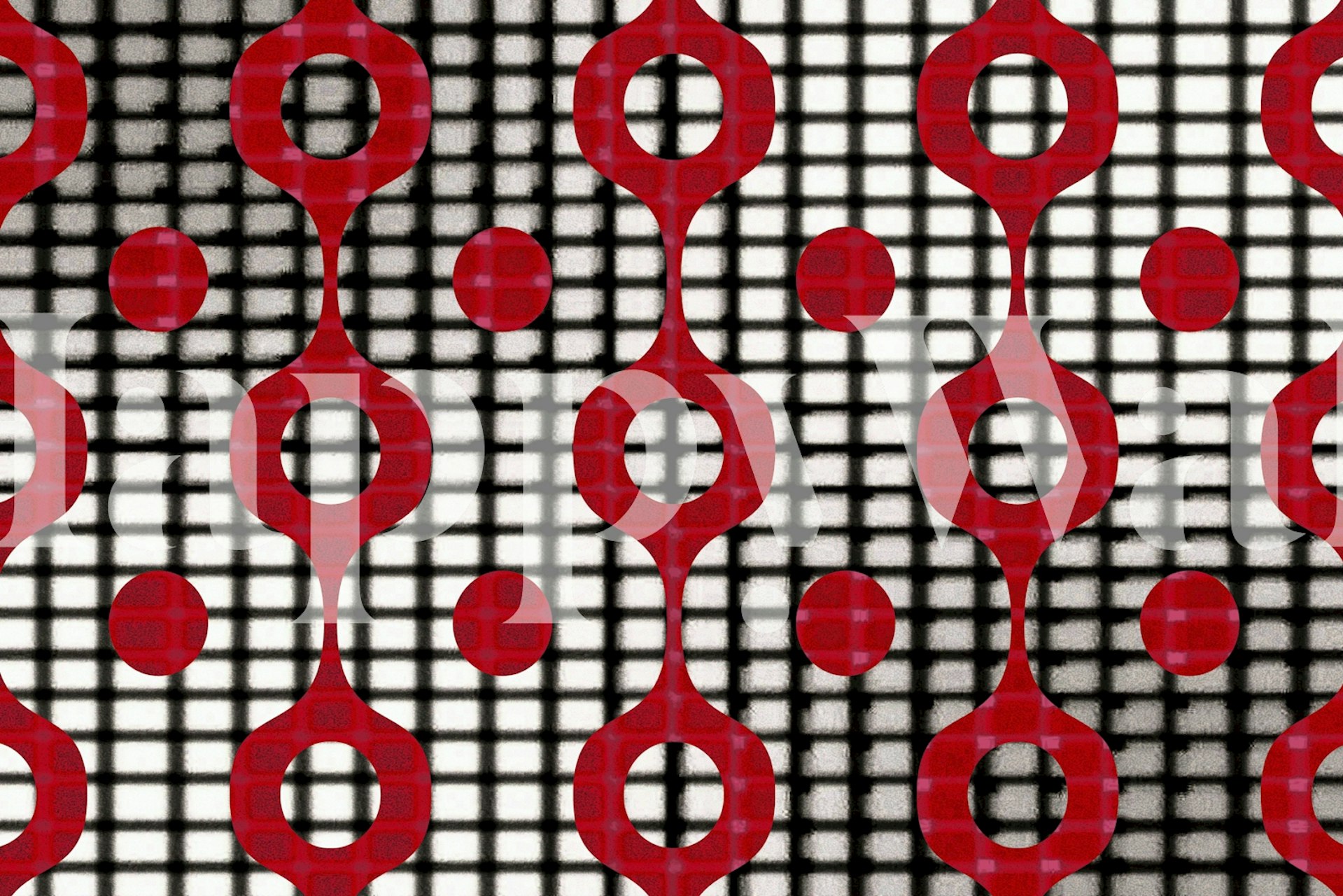 Ρετρό τοιχογραφία με γεωμετρικά σχέδια σε κόκκινο, μαύρο και λευκό