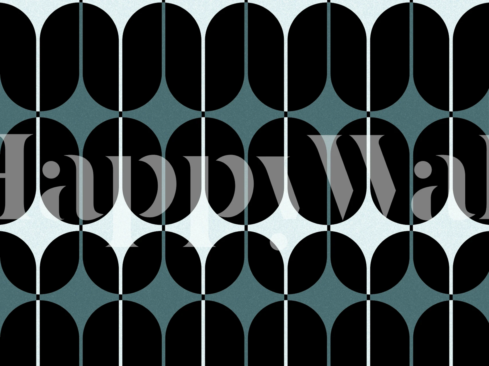 Geometric shapes in black and teal on a light background wallpaper