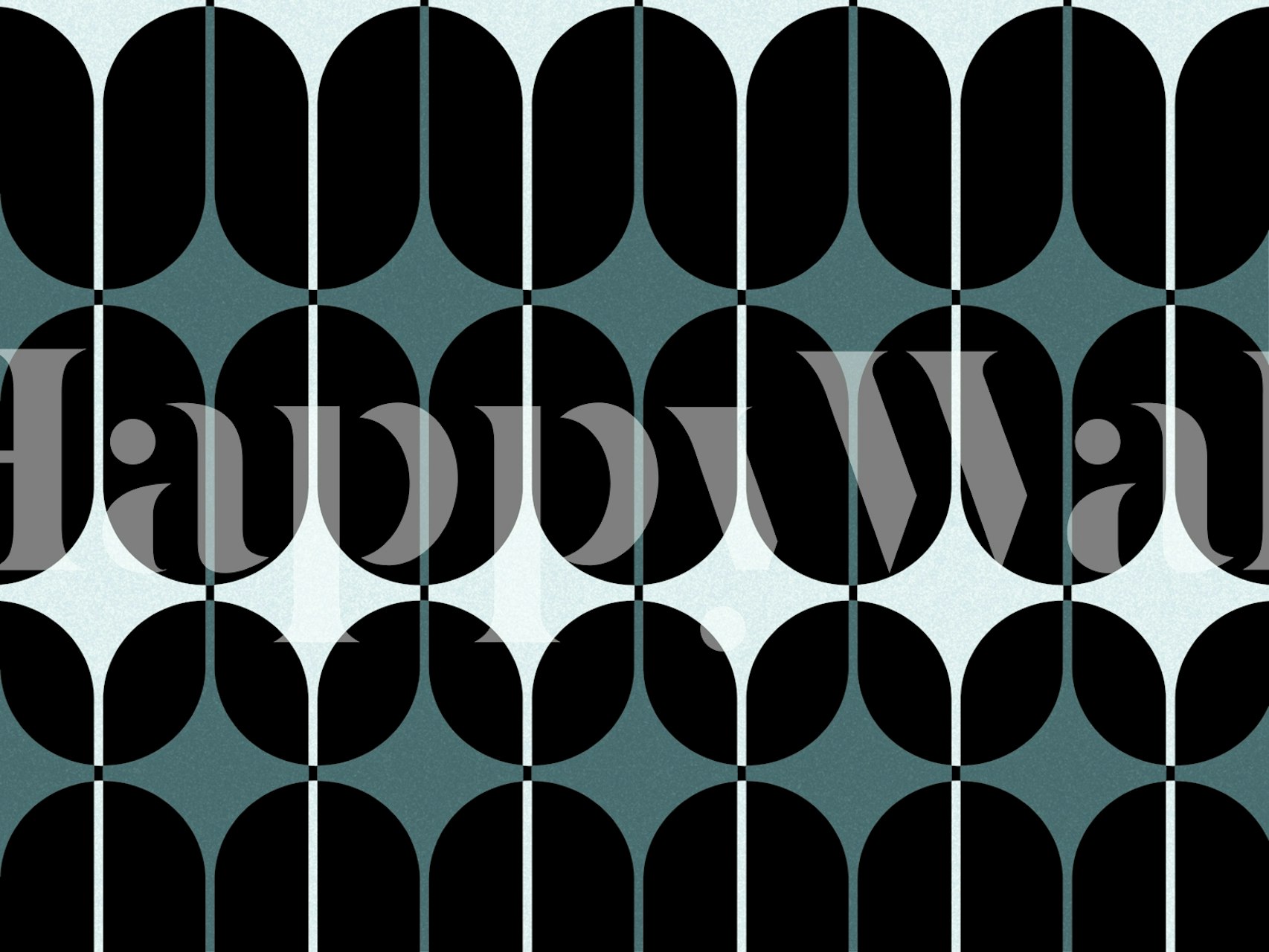 Geometric shapes in black and teal on a light background wallpaper