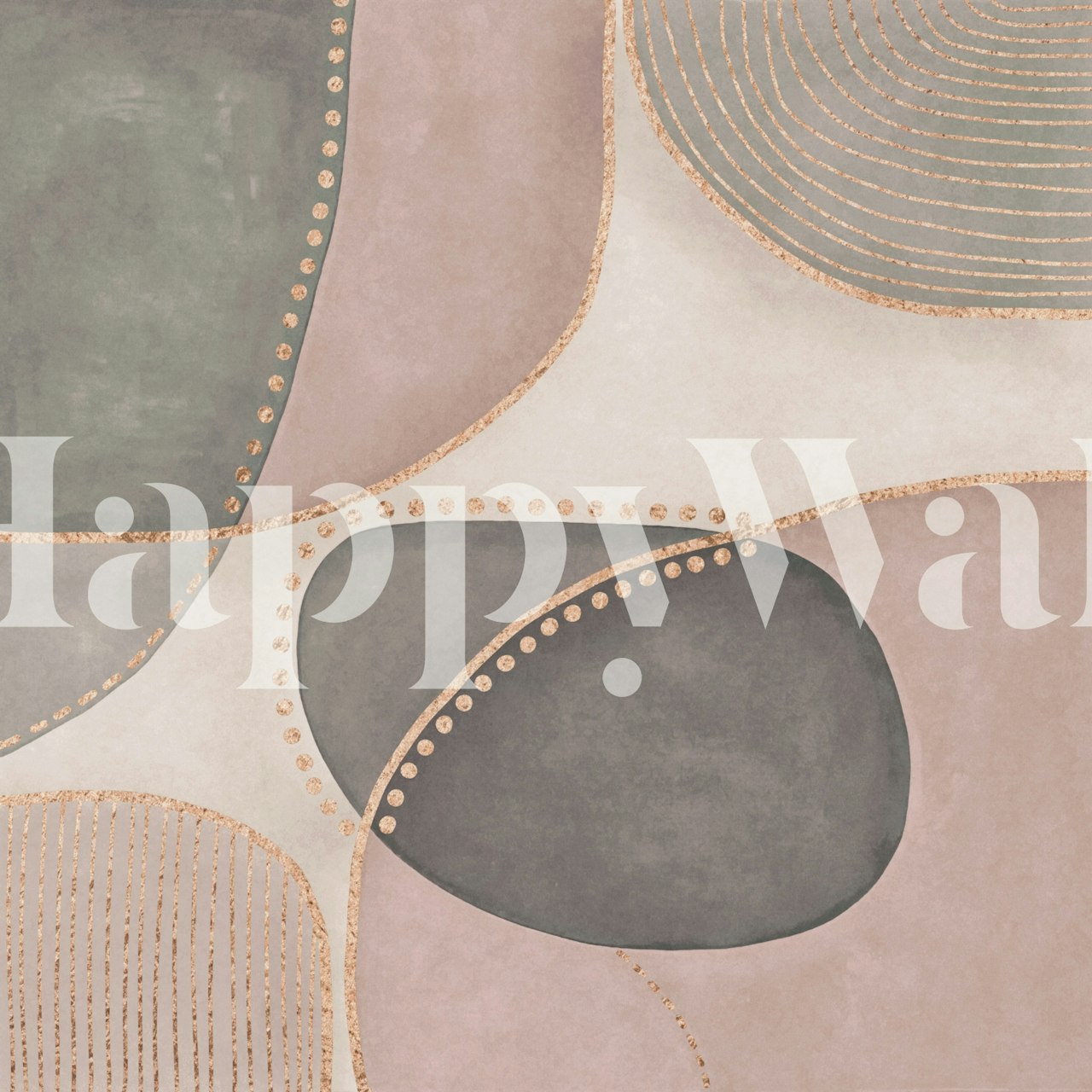 Abstract rose gold geometric patterns on soft colors wallpaper