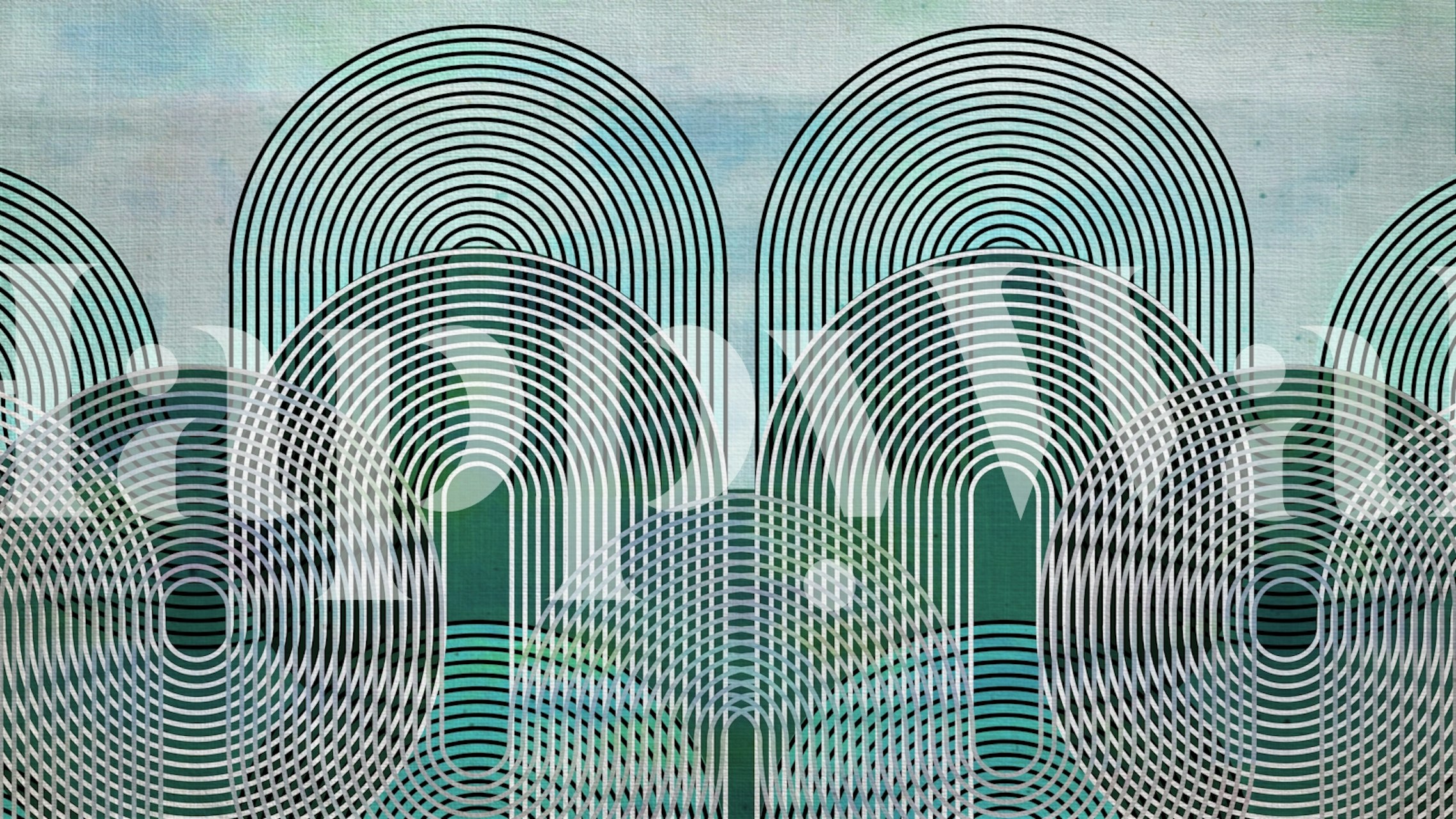 Arch Circle Line Grunge wallpaper in een stijlvolle kamer