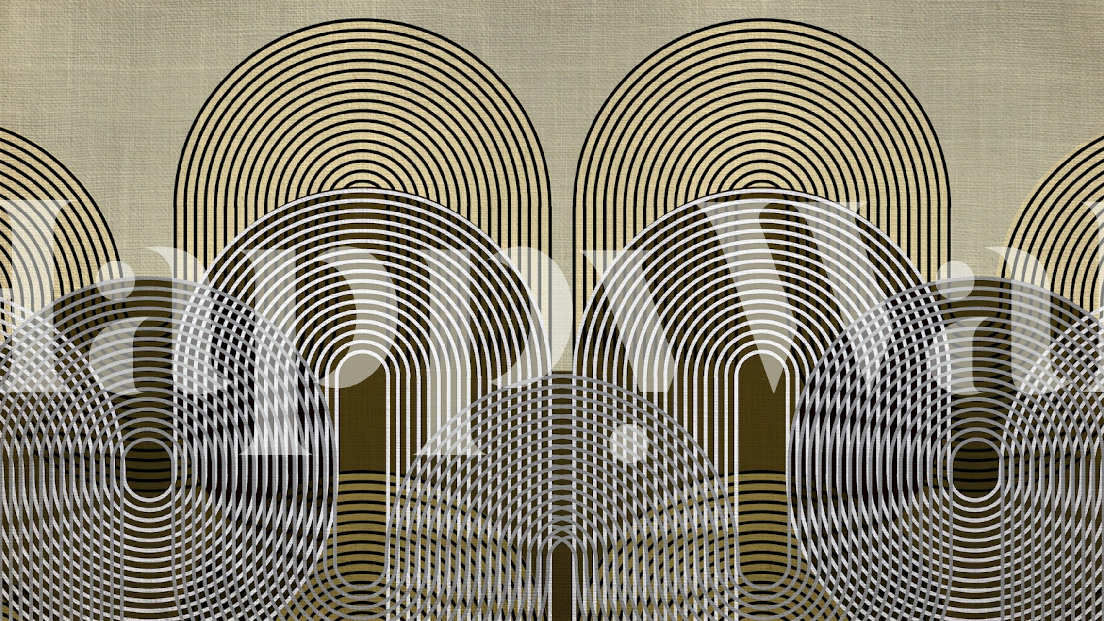 Papier peint mural moderne à sticker de cercles et de lignes en arc