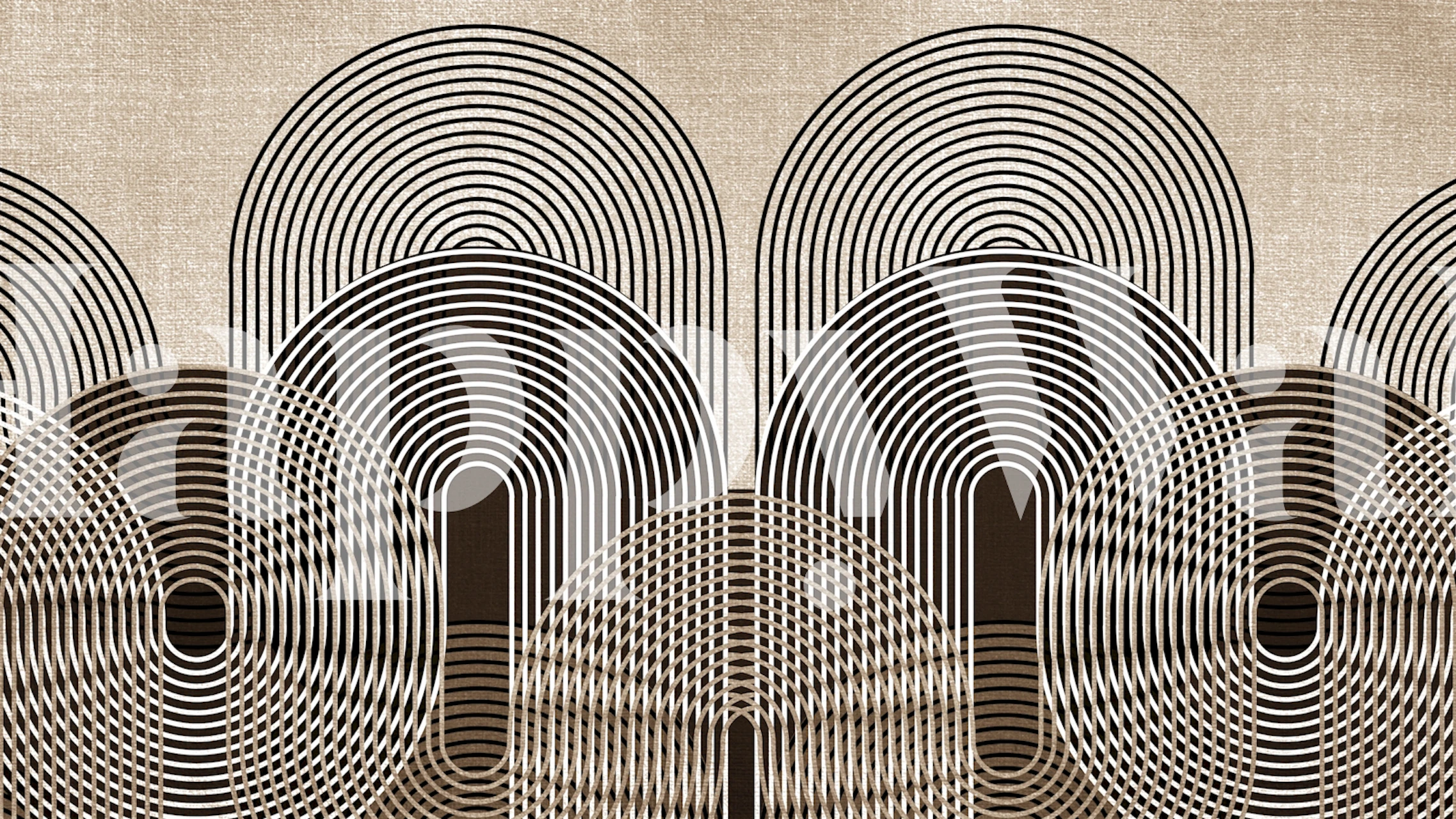 Overlapping arches with line patterns in neutral tones wall mural