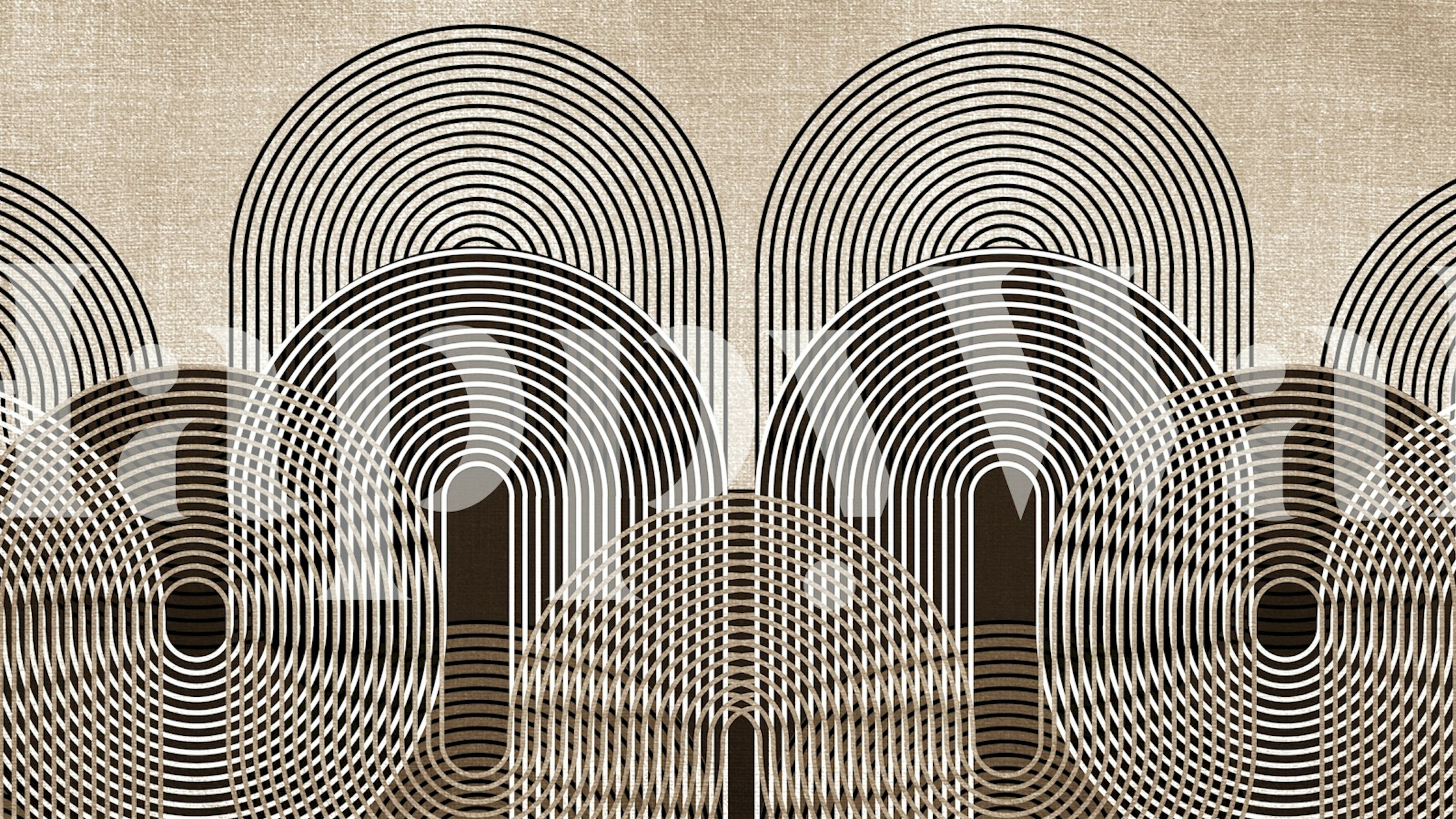 Overlappende bogen met lijnpatronen in neutrale tinten fotobehang