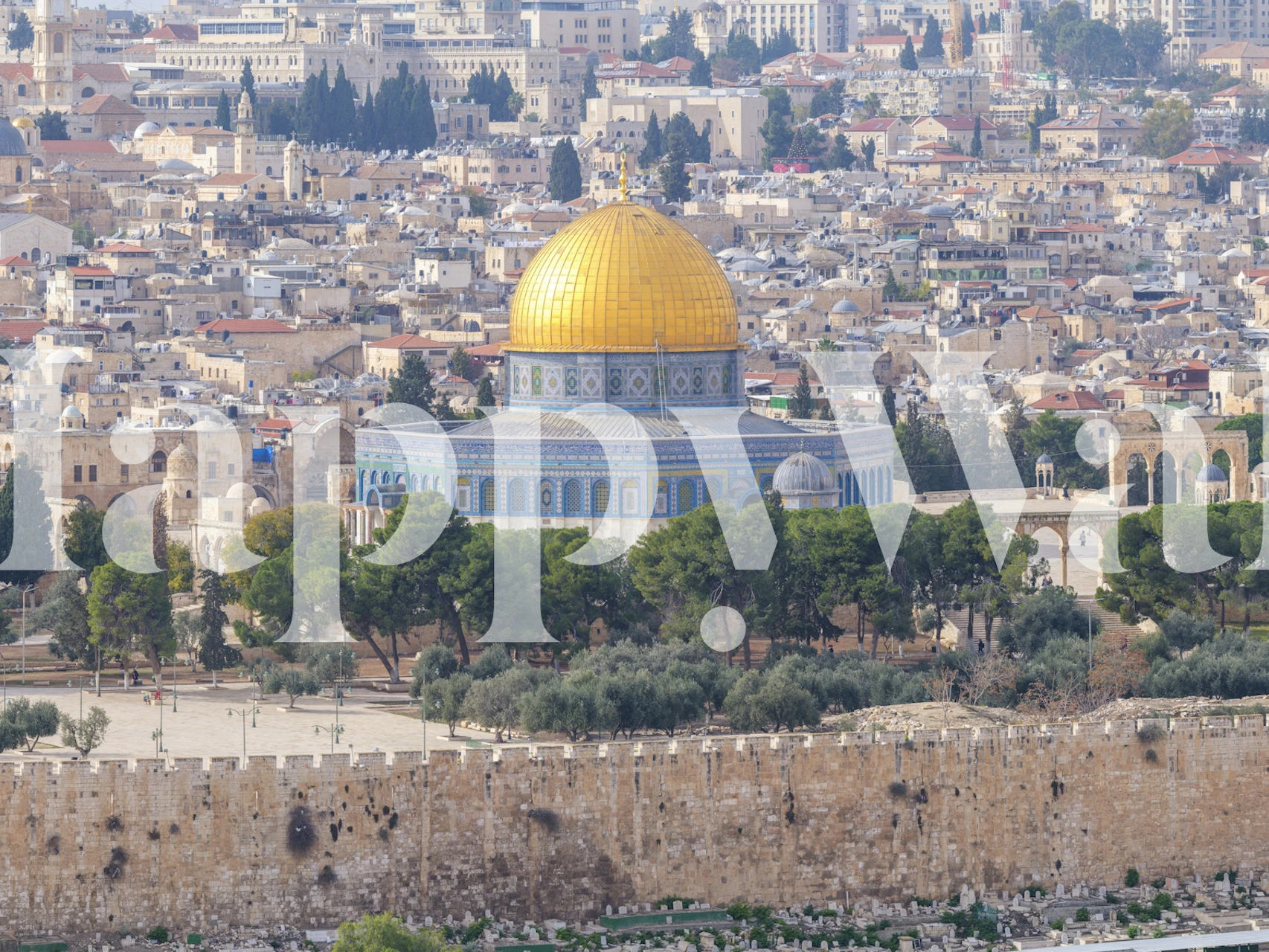 Golden dome and blue mosaic wall mural wallpaper