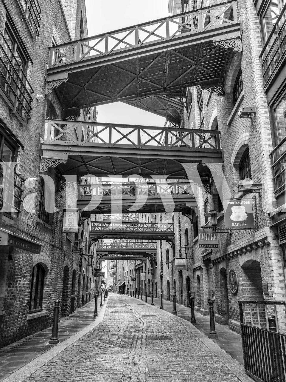 Papel de parede Cobbled Street em um espaço de vida
