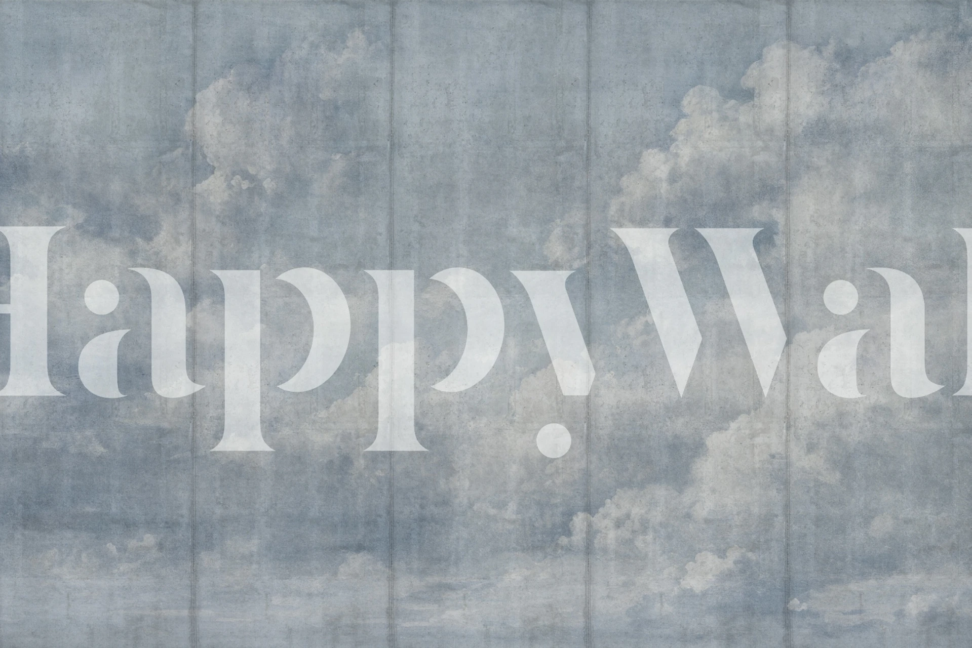 Pastel blue clouds on textured cement wallpaper