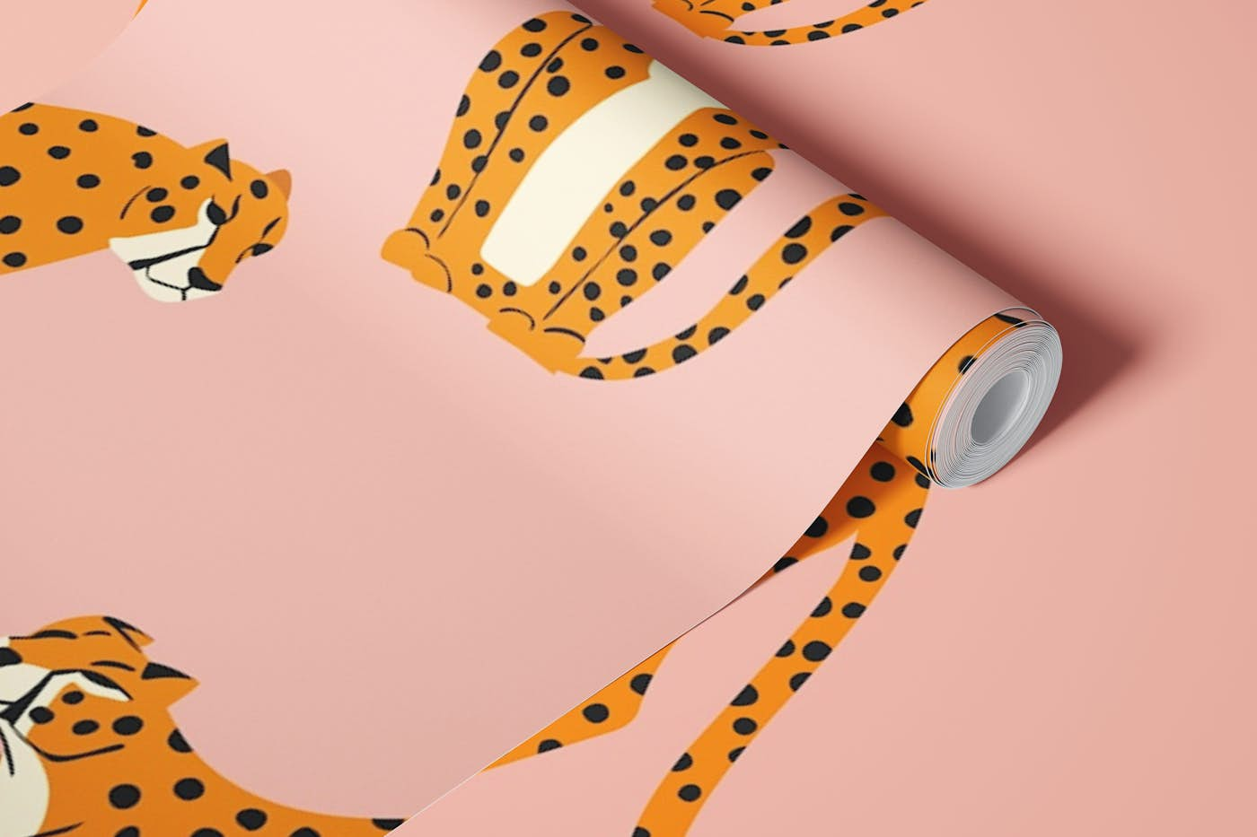 Cheetahs on Pink wallpaper roll