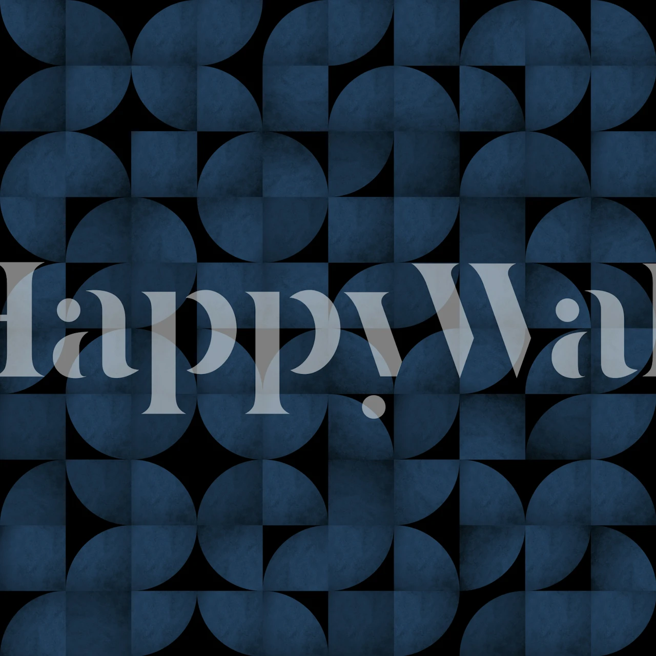 Behangpatroon Mid-Century Navy Blue and Black