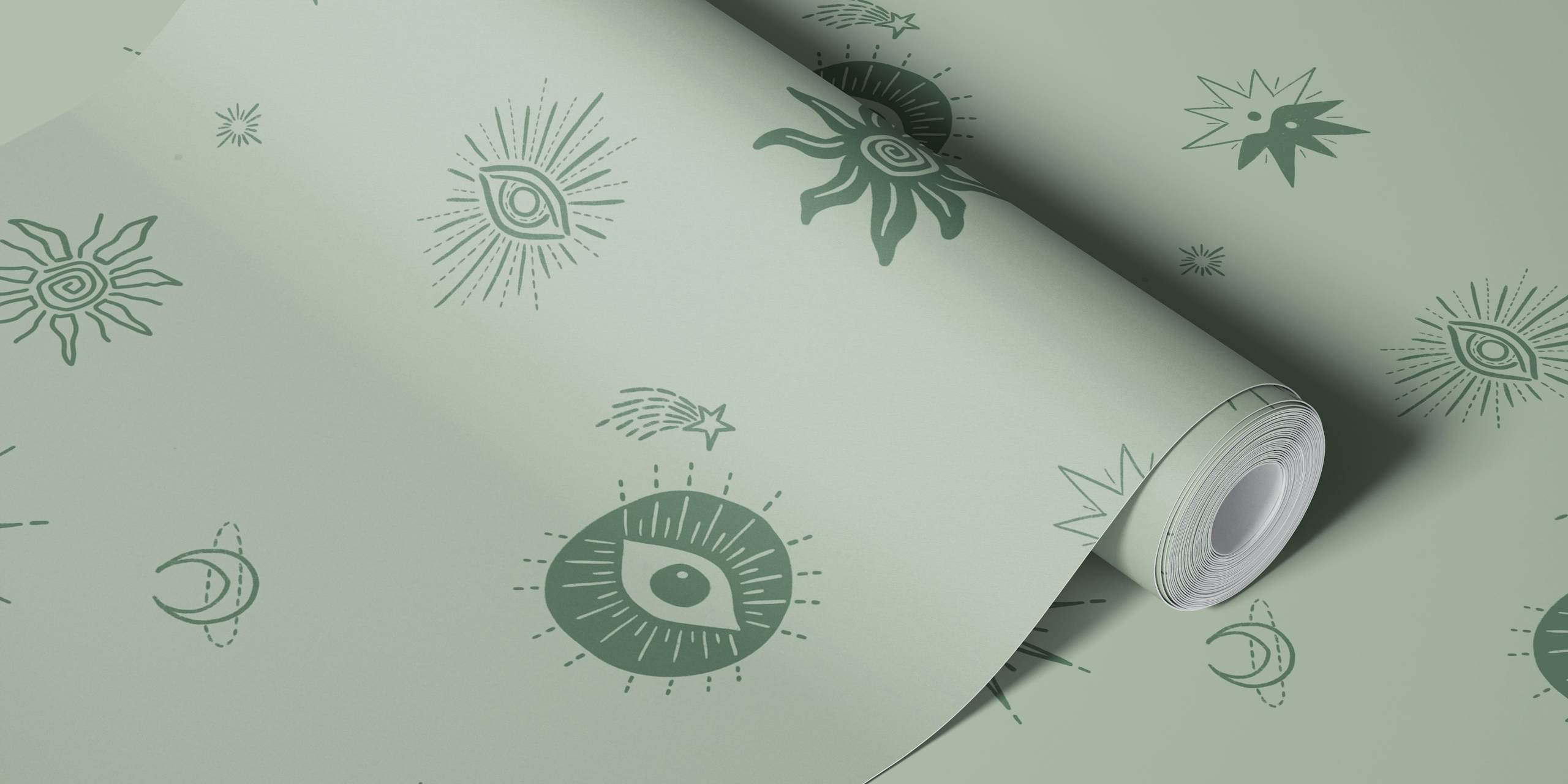 Cosmic Harmony tapet i ett grönt rum