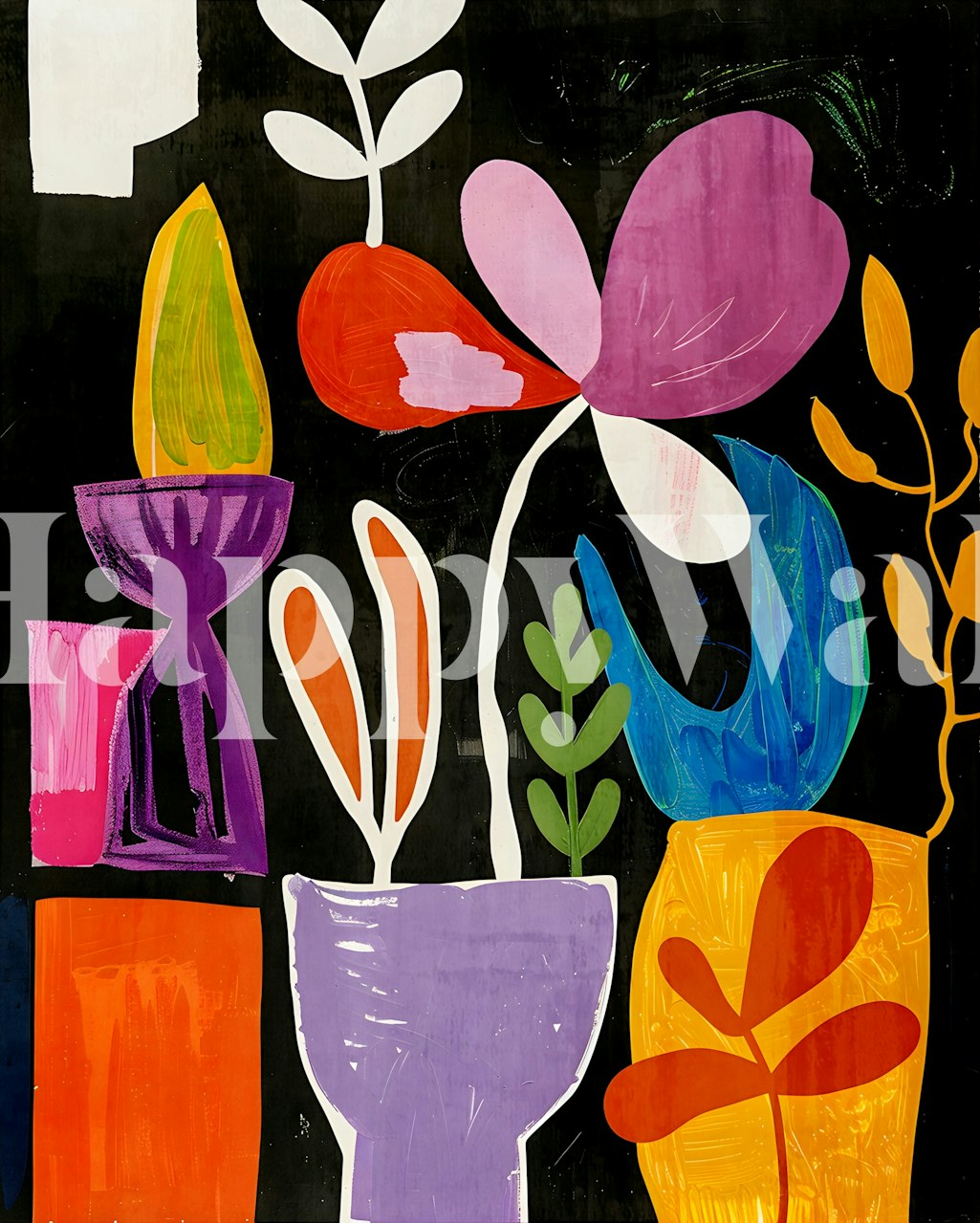 Colorful floral wallpaper design in a room