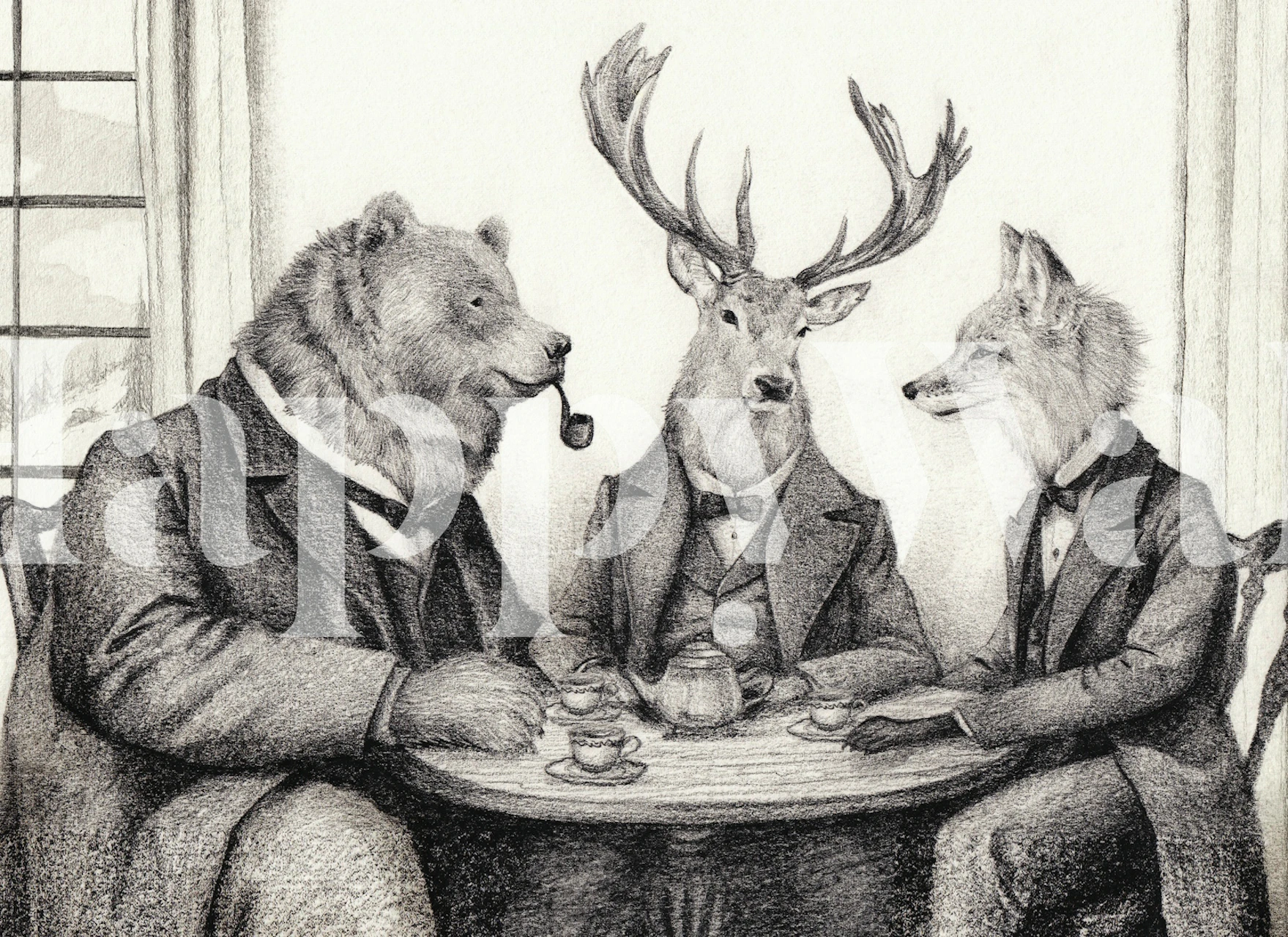 Tapeta Teatime s podivnými zvířaty