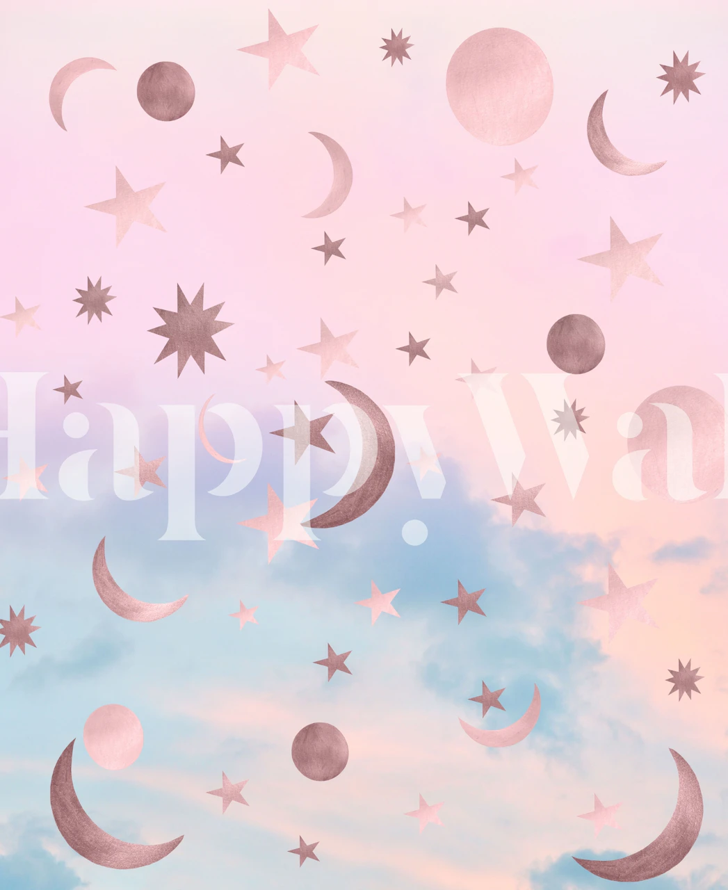 Pastel starry sky moon dream Tapete in einem Raum