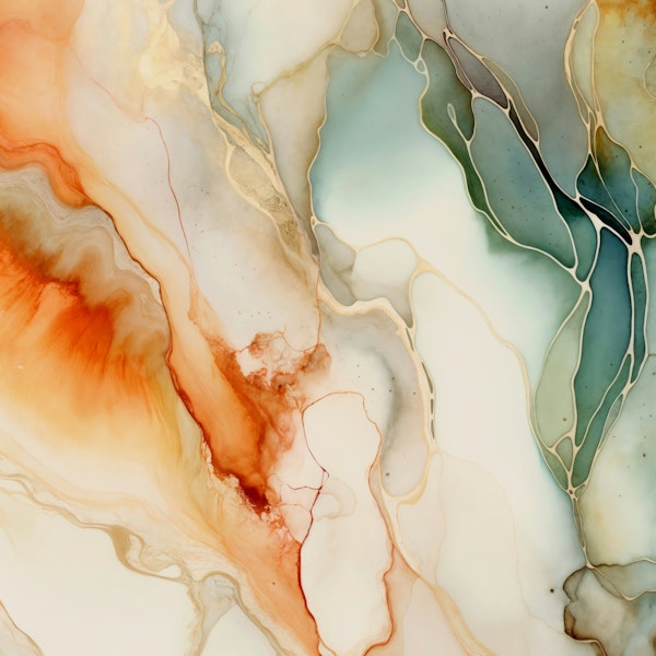 Marbled Abstract Ink Teal Orange