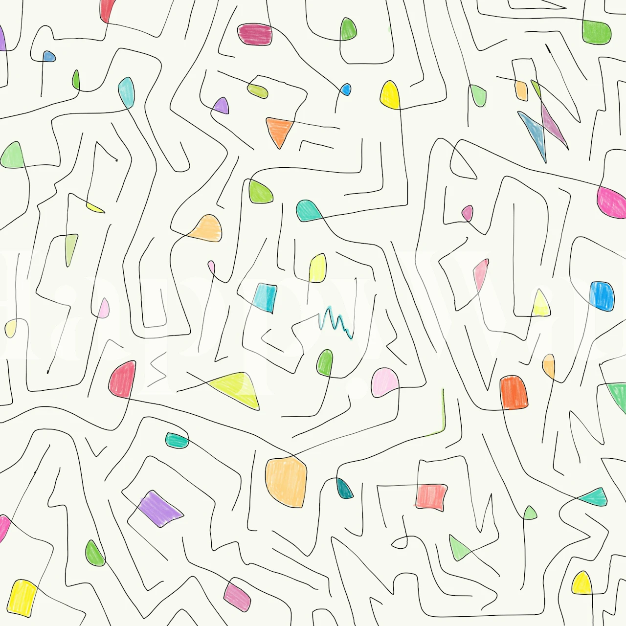 Colorful abstract shapes on light background wallpaper