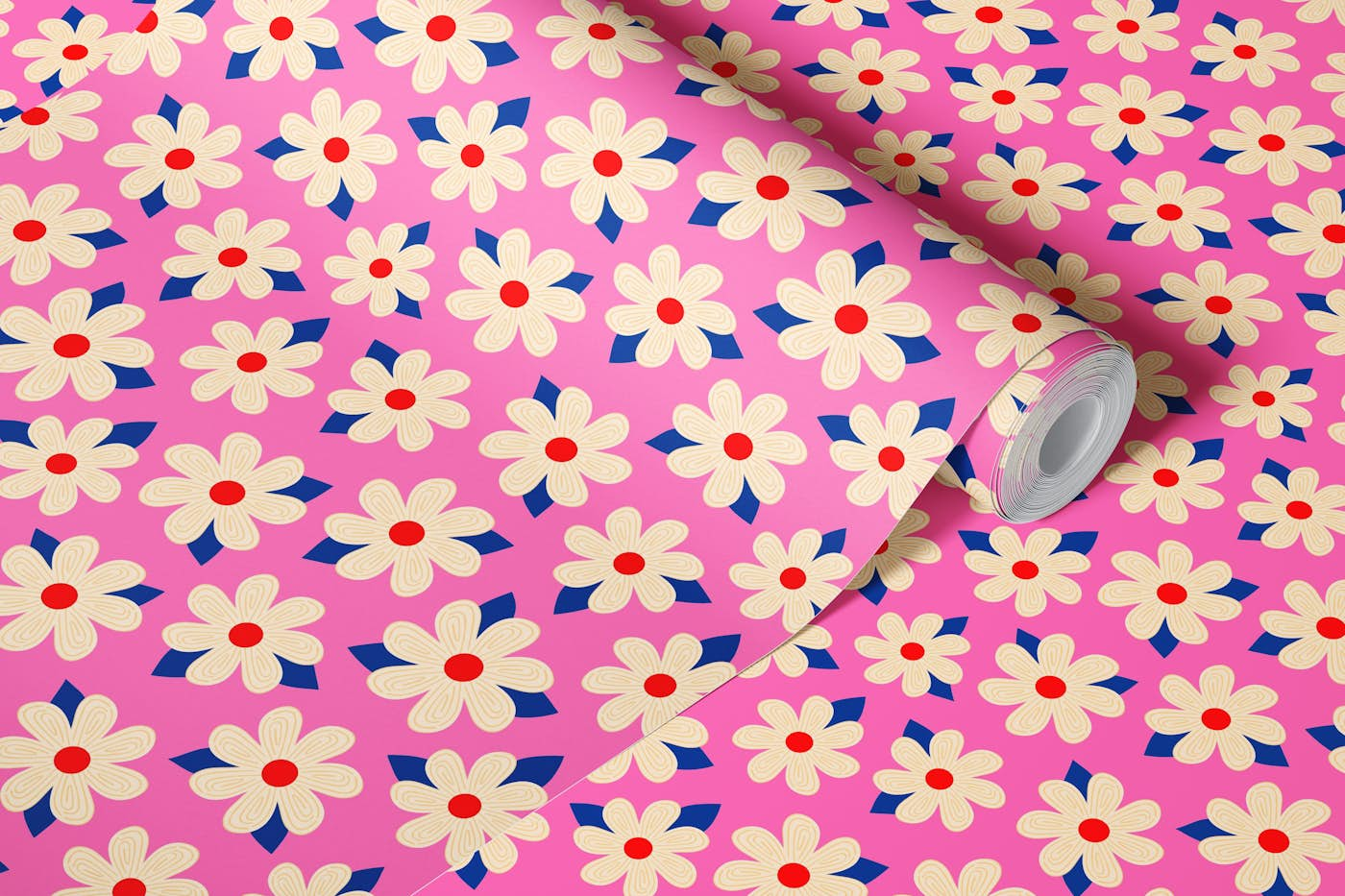 Spiraling Flowers | Pink wallpaper roll