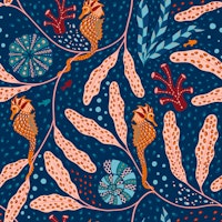 sea horse underwater paradise deep blue tapeta