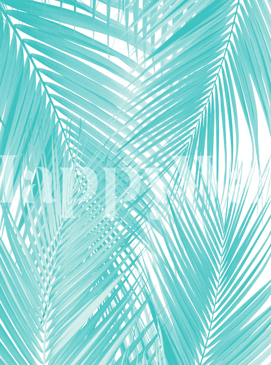 Turquoise palm leaves pattern wallpaper