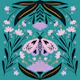 Folk Art Moth Violet and Turquoise