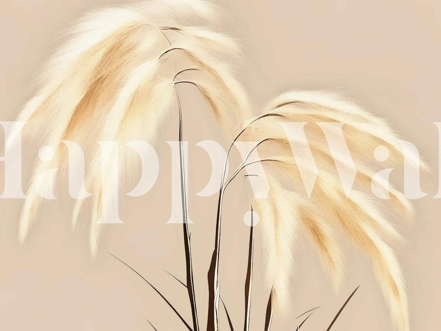 Pampas grass in soft beige tones wall mural