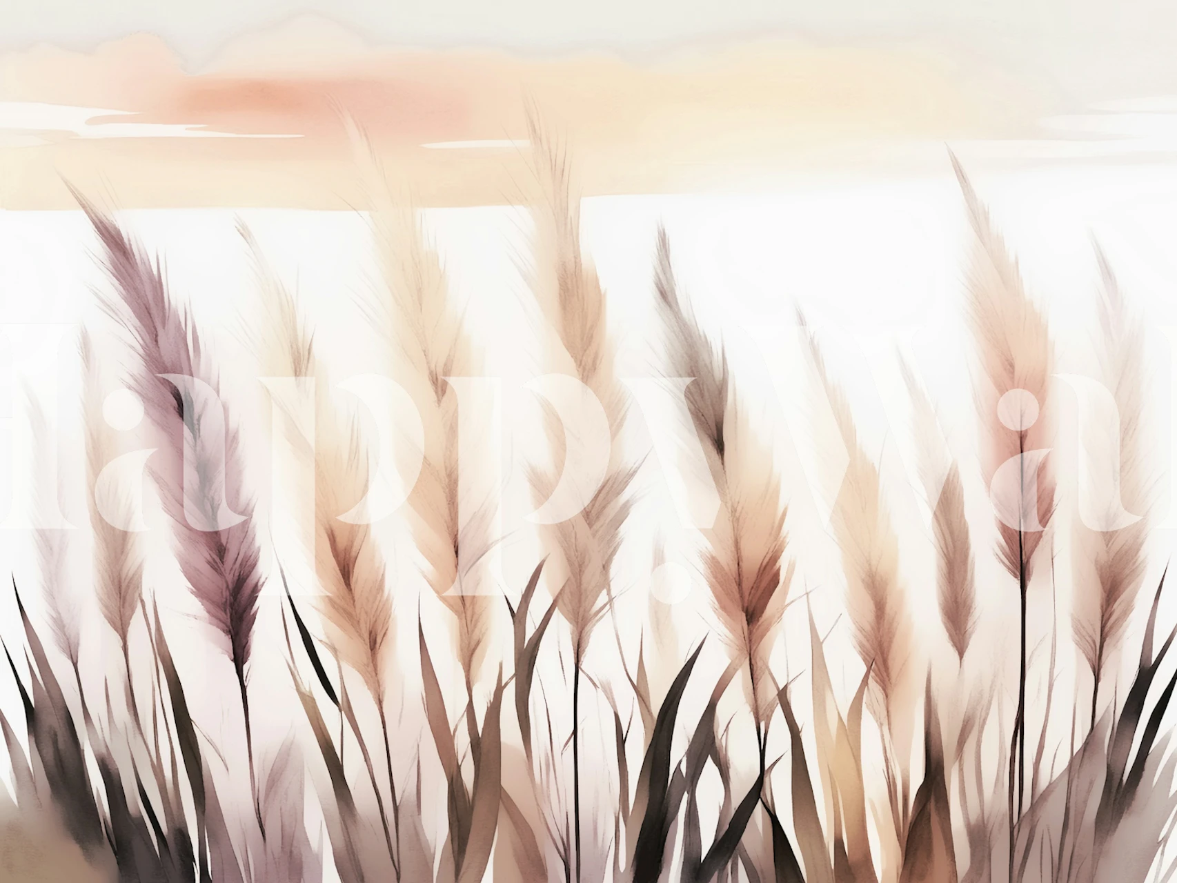 Neutral Nature Pampas Grass seinätapetti pehmeillä sävyillä